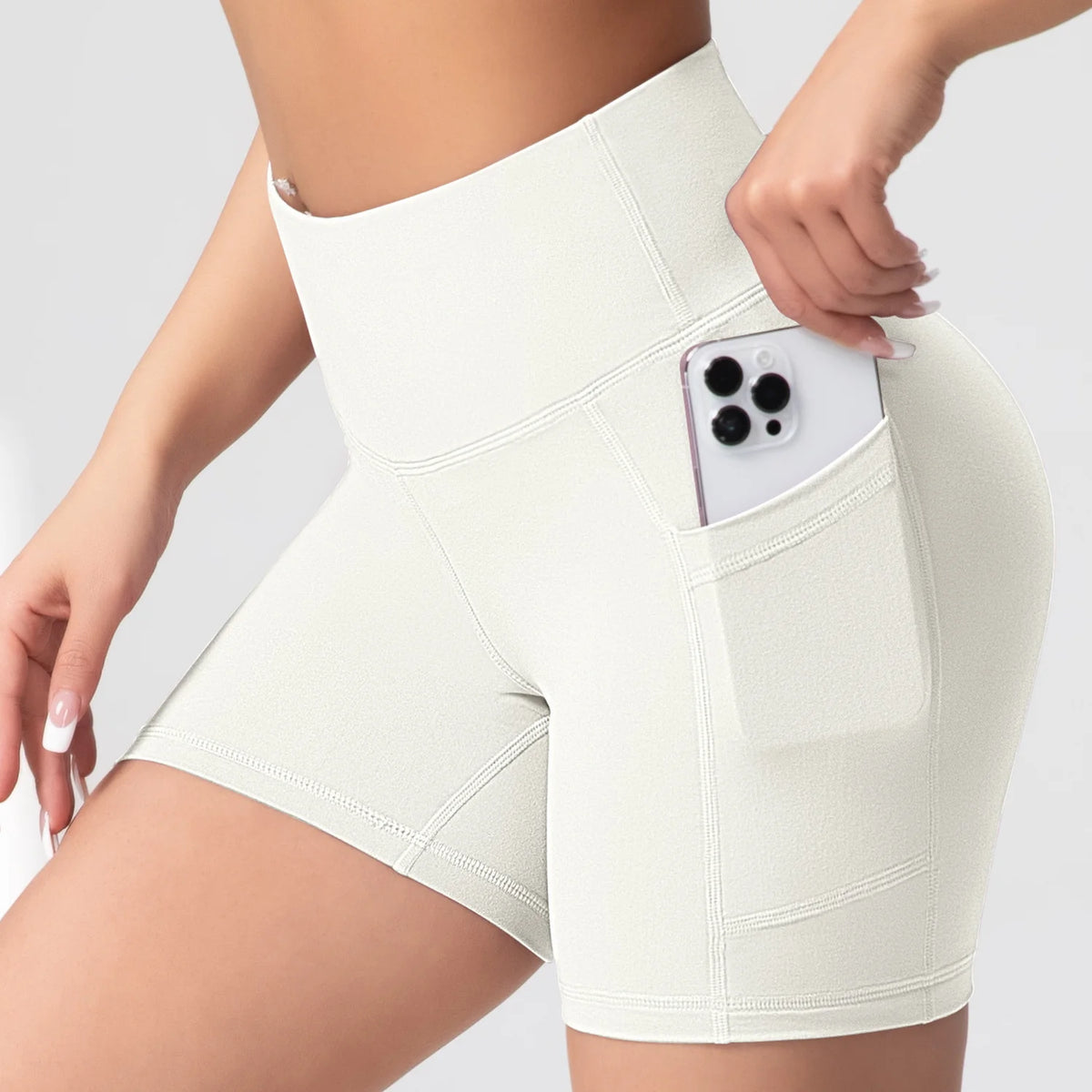Yoga Shorts with Pockets High Waist Butt Lifting Cycling Tight Elastic Slim Running Fitness Women Shorts Sportswear