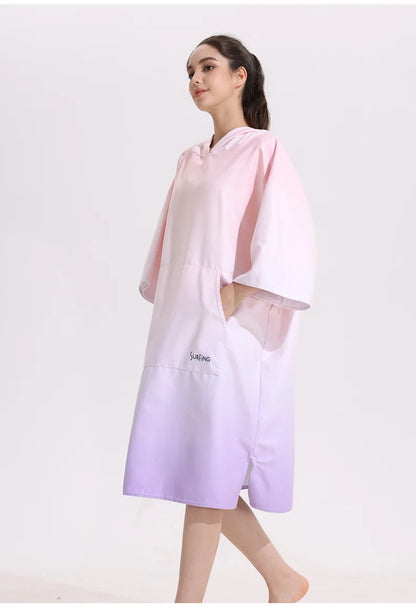 Poncho Towel Change Robe Poncho Quick-drying Hooded Bath Towel Swimming Robe Beach Swimming Surfing Towel Adult