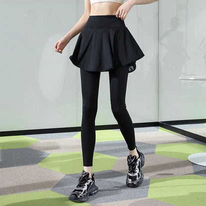 Tummy Control Skirted Legging Gym with Pocket Sports Leggings High Waist Workout Pants Tennis Pickleball Running Capris