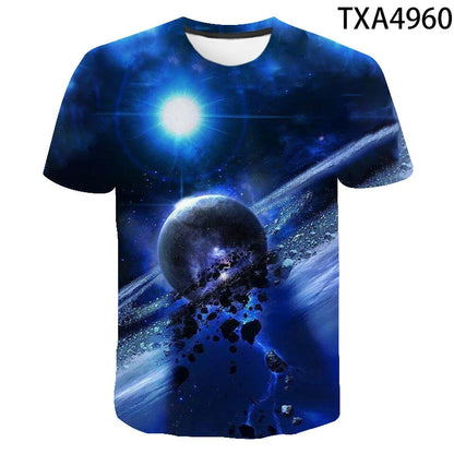 Cosmic Planet Space Galaxy 3d Printing Men's Ladies Children's Casual T-shirts Starry Cool Tops Fashion Street Light Sports