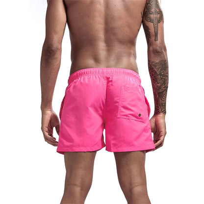 Mens Swim Trunks with Mesh Lining Side Pockets Solid Beach Shorts Quick Dry Lightweight Drawstring Board Shorts Summer Swimwear