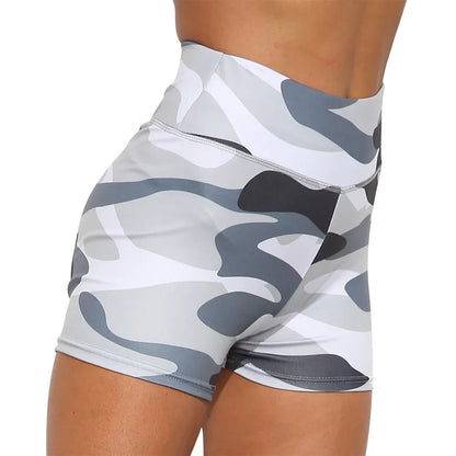 Camouflage Print Sports Running Push Up Yoga Short Pants Gym Workout Fitness Biker Booty Scrunch Hot Shorts Women Leggings