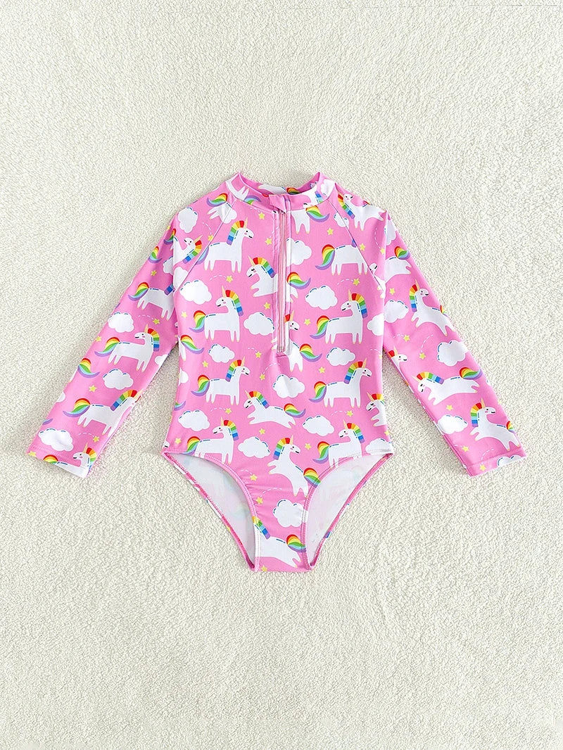 Swimsuits For Girls 2 Pieces Swim Suits Hot Springs Bathing Suit Sunblock Long Sleeve Shirt Girl Beachwear Kids Swimsuits 3-8Y