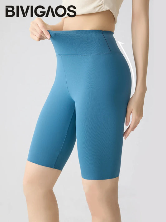 Summer Fashion Casual Multi Color Sharkskin Biker Shorts Women Tight Fitting Knee Length Sport Running Cycling Shorts