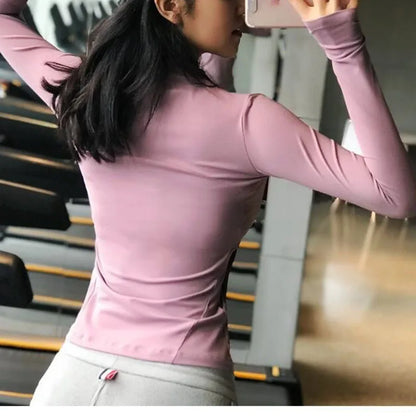 Gym Jacket with Pockets Half Zipper Yoga Shirts Thumbhole Long Sleeve Gym Shirt Running Jackets Quater Zip Workout Yoga Top