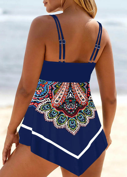 Women's Bikini Set, Fashionable Swimming Pool Swimsuit, Retro Striped Printed Camisole Swimsuit S-6XL