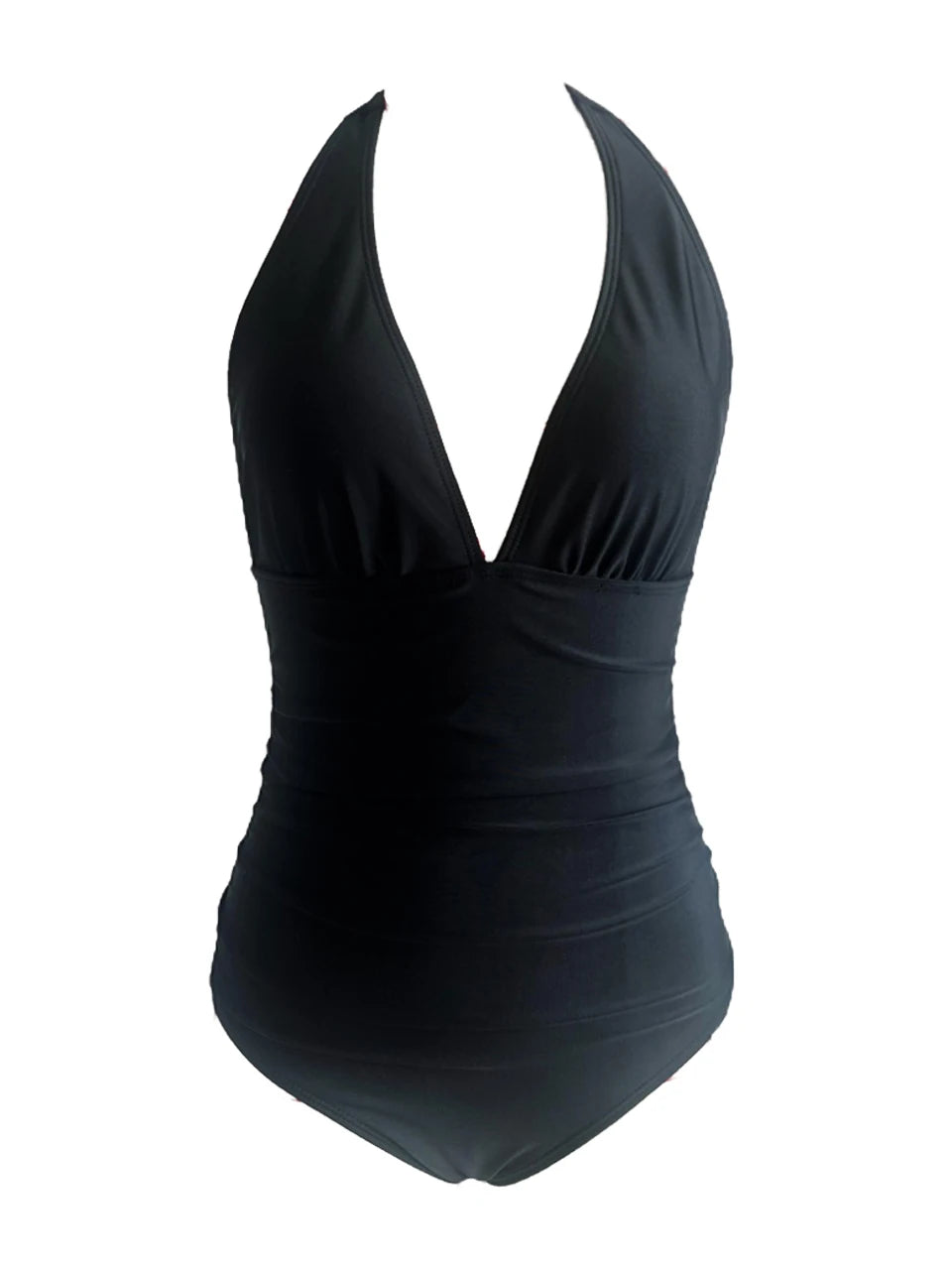 Solid Halter Backless One Piece Swimsuit Women Slim Smocked Swimwear Female Bathers Bathing Swimming Suit Padded Beachwear
