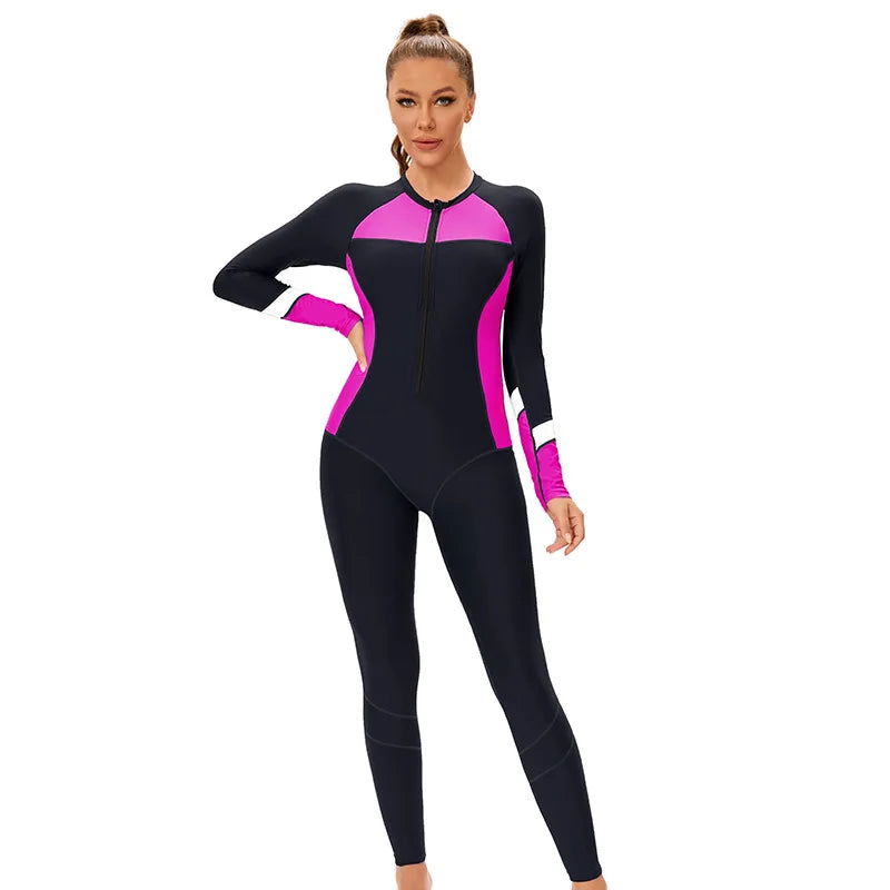 Women's Long Sleeve Swimwear, European Style, Full Coverage, Sun Protection & Slim Fit
