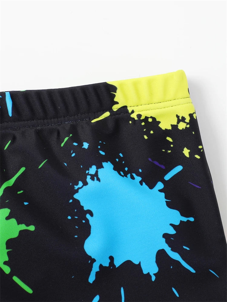 Boy Swimsuit Game Graffiti Short Sleeve Children Swimwear Summer Two Piece Kids Beach Wear Swimming Bathing Suit Boys