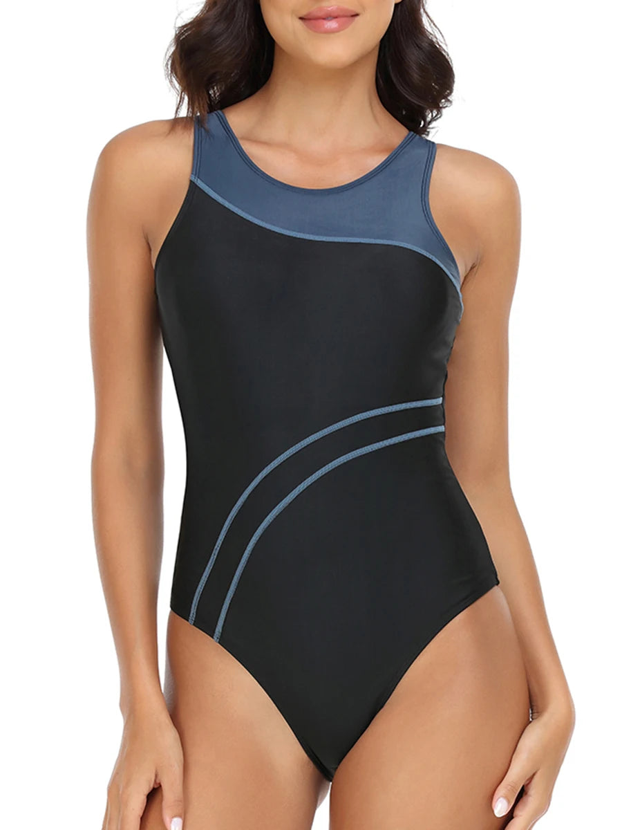 Sporty One Piece Swimsuit Women Slim Swimwear Female Criss Cross Back Bathing Swimming Suit Padded Beachwear Summer