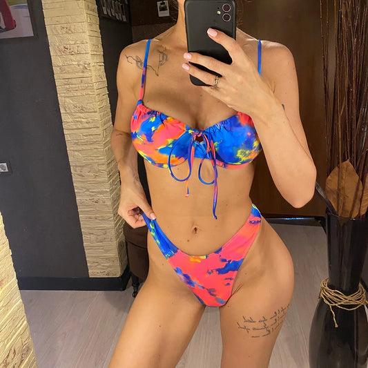 Colorful Printed Underwired Brazilian Bikini Female Swimsuit Women Swimwear Two-pieces Bikini set Bather Bathing Suit Swim