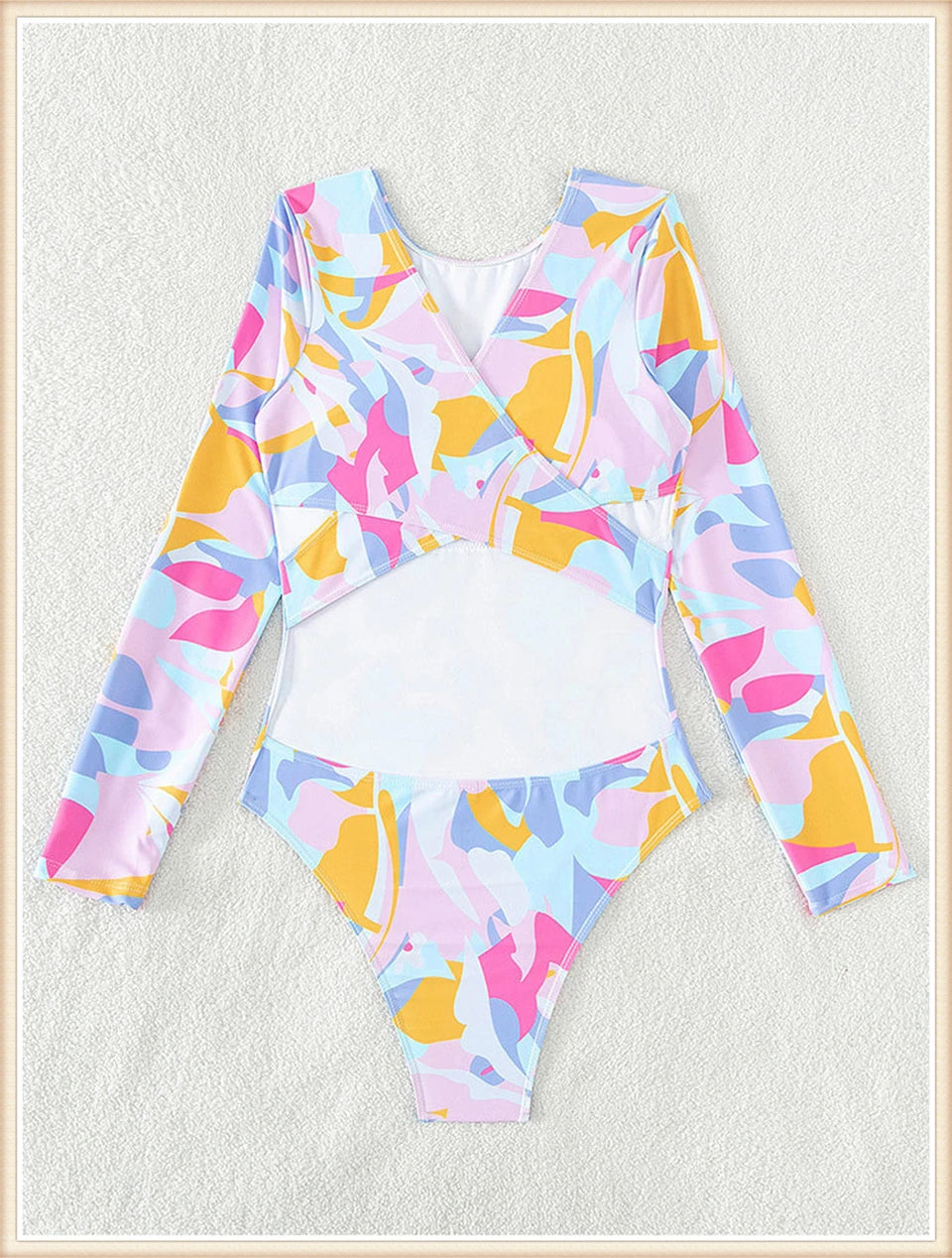 Surf Long Sleeve Swimsuit Women Back Cut Out One Piece Diving Clothes Swimwear Female Printed Bathing Swimming Bodysuit