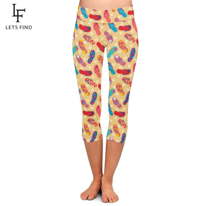 3D Thongs Printing High Waist Women Capri Leggings Fashion High Quality Mid-Calf Leggings