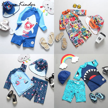 Boys Swimwear and Swimming Trunks Baby Bathing Suit UPF50 UV Protection Boy's Swimsuit Cartoon Children's Rashguard Beach Wear