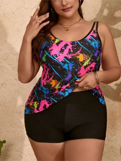 L-5XL Plus Size High Waist Tankini Women's Push Up Large Size 3XL 4XL Swimsuit Summer Tummy Control Swimwear Tankini Sets