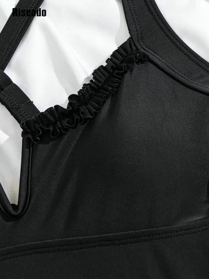 V Neck High Cut Cross Back One Piece Swimsuits Bathing Suits 80s/90s Design Swimwear Bathers