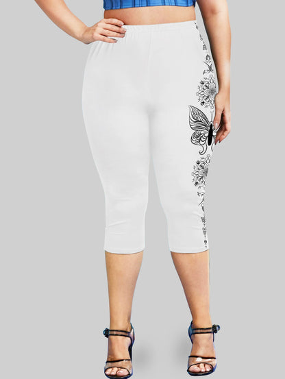 Plus Size High Waist Capri Leggings Ladies Yoga Body Shaping Black Casual Jeggings 3D Printed Skinny Pencil Pants 5XL