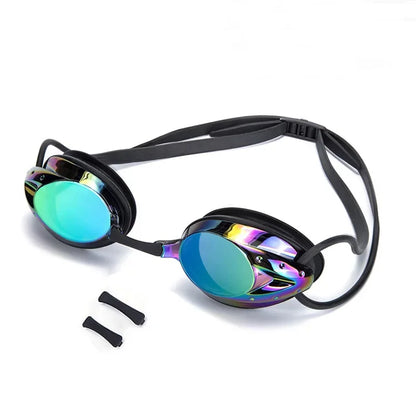 Professional Adult Swim Goggles Waterproof Fog-proof Racing Goggles Men Women Cool Silver Plated Swimming Equip