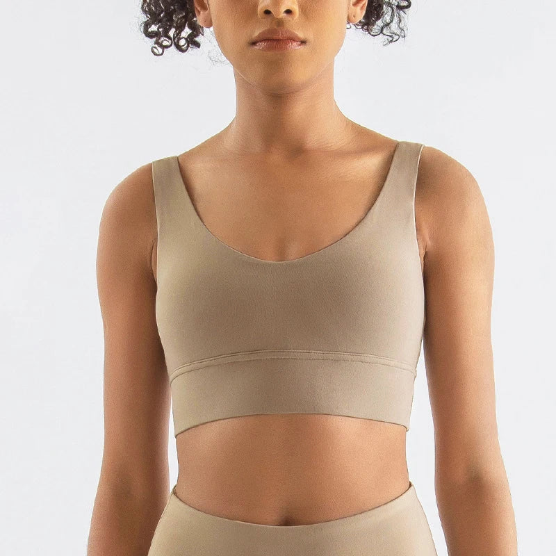 Nylon Bra Top Women Gym Tight Sports Bra Fitness Yoga Women's Underwear Chest Pad Removable Anti-shake Bra 15 Colors