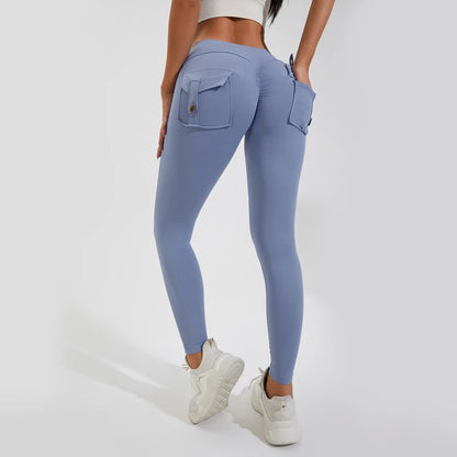 Gym Leggings Women Pocket Bum High Waist Yoga Pants Shorts Tights Scrunch Booty Workout Legging Naked Active Wear