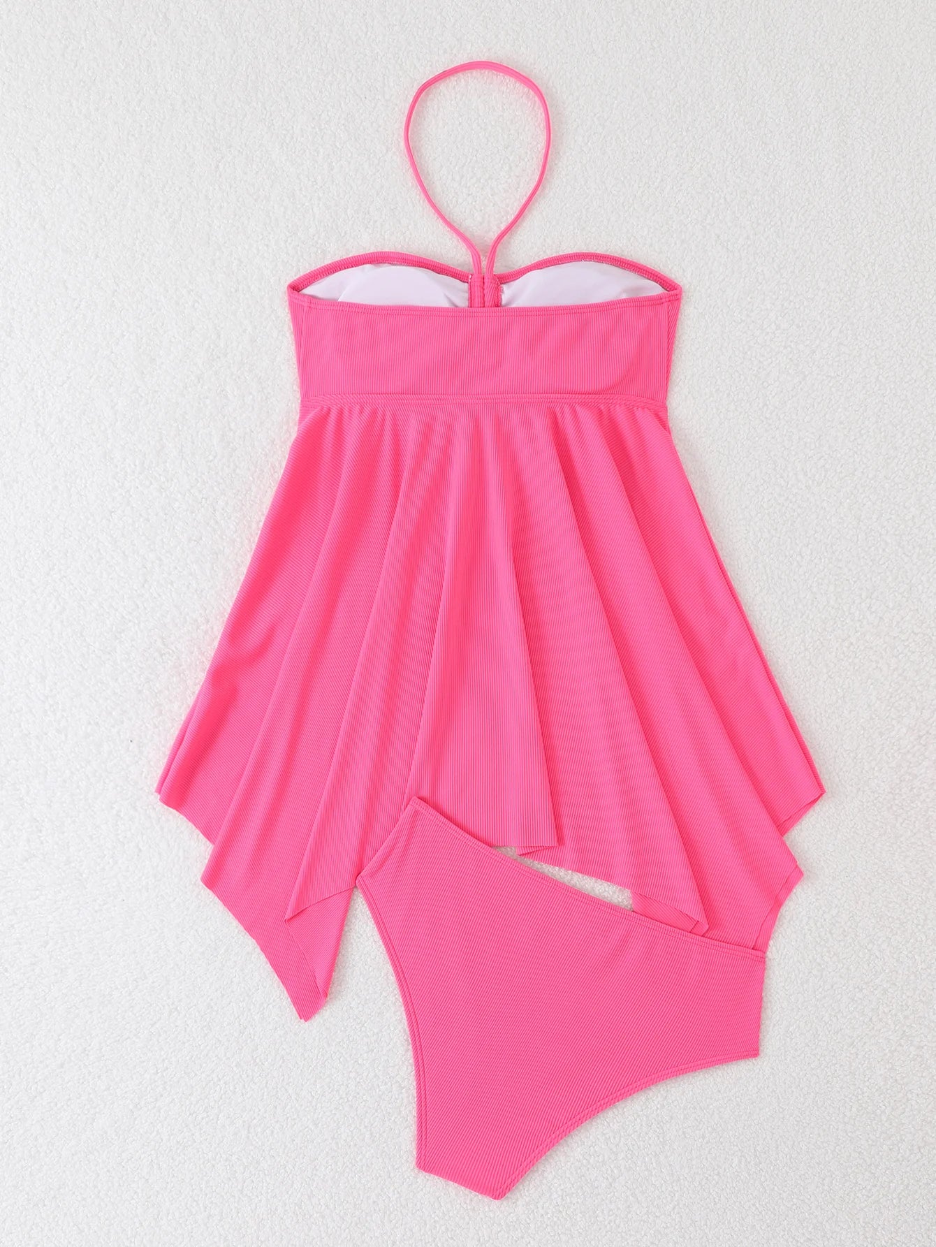 Tankini Two Pieces Swimsuit Women Halter Swimwear Female Solid Bathers Bathing Swimming Swim Suit Summer Beach Dress