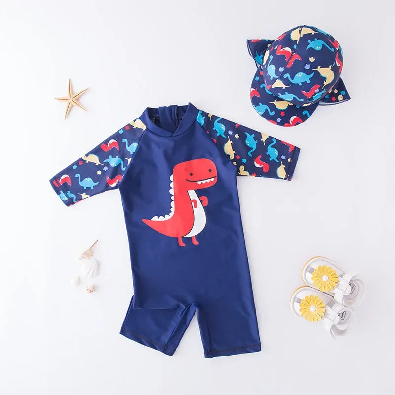 UV Baby Boy Swimsuit One Piece Swimming Jumpsuit Ruffles Bathing Suit SPF 50 Long Sleeve Kids Swimwear for Girls 1-7 Years