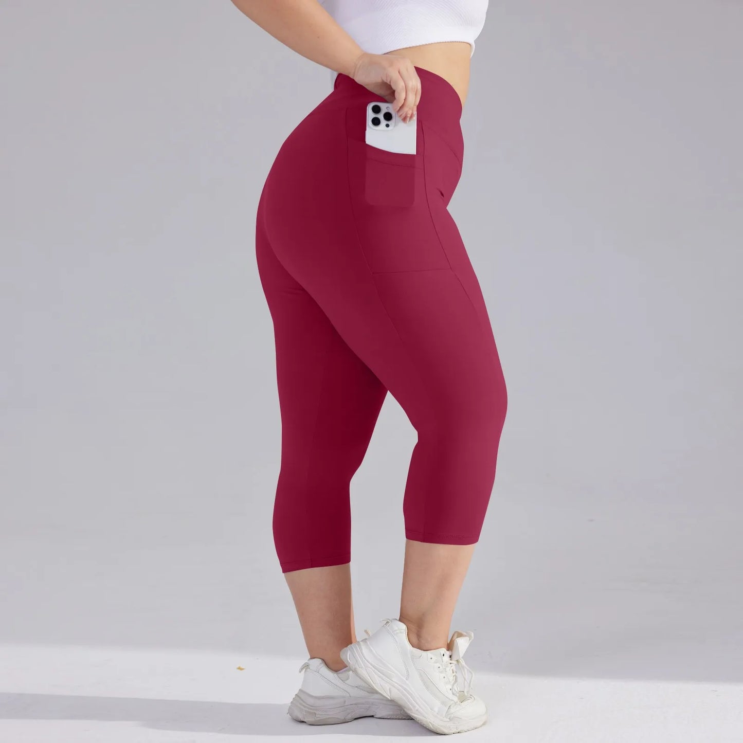 Plus size yoga pants for women Leggings fitness yoga pants with pocket summer sports cropped trousers