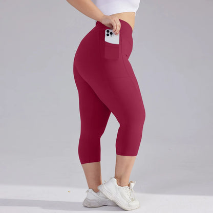 Plus size yoga pants for women Leggings fitness yoga pants with pocket summer sports cropped trousers