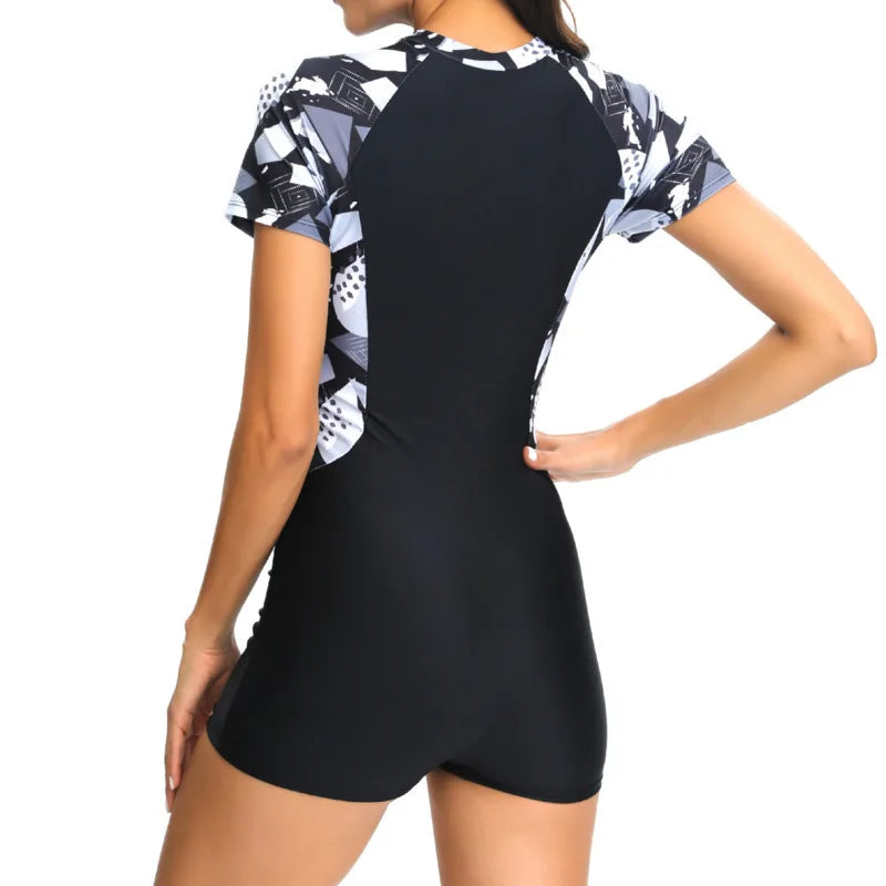 Summer Zipper One-Piece Swimsuits Closed Women Swimwear Sports Swimming Wear Body Bathing Suits Beachwear Pool Bather