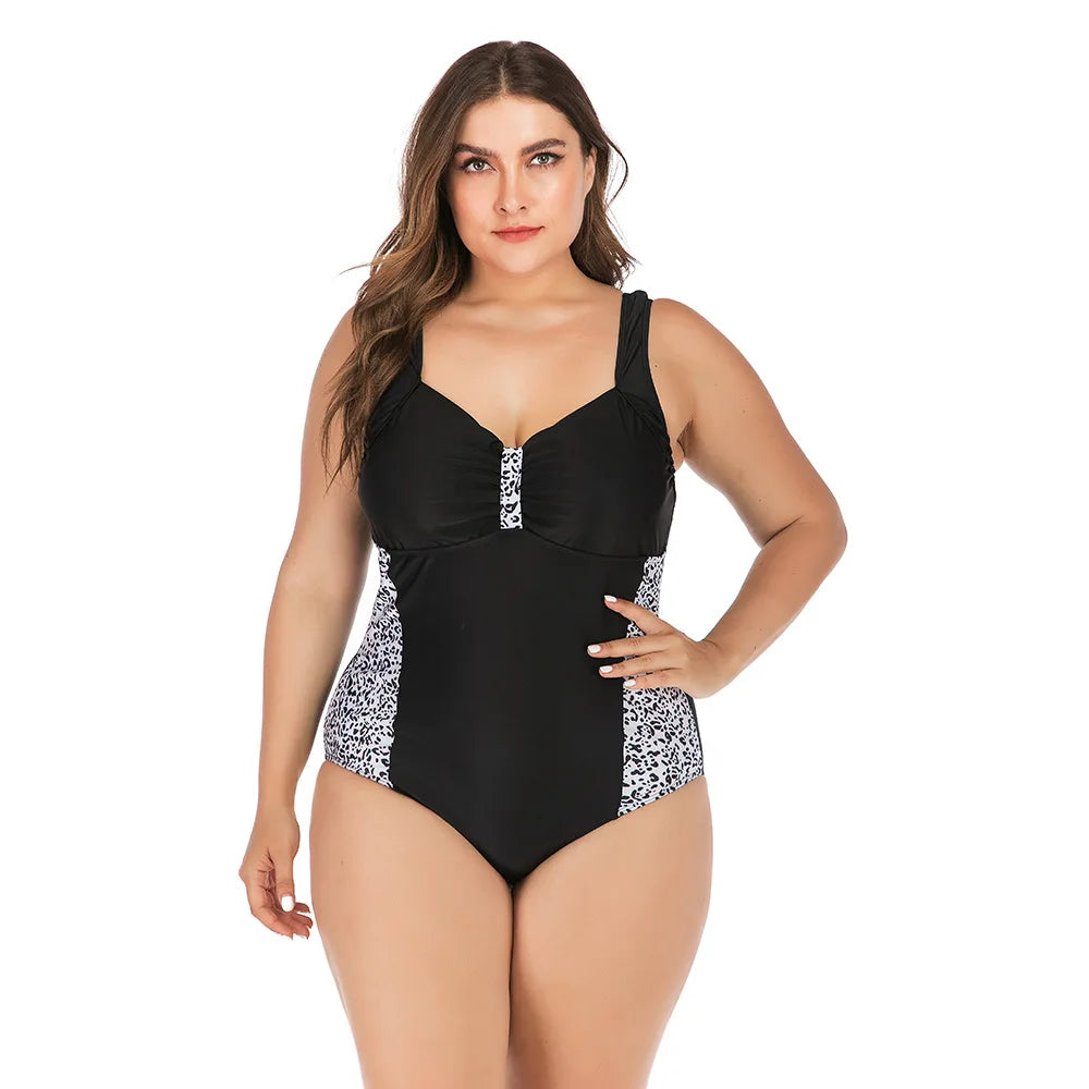 Leopard Spot One Piece Swimsuit Women Plus Size Swimwear Summer Beach Wear Bathing Suit Thong Monokini 5XL