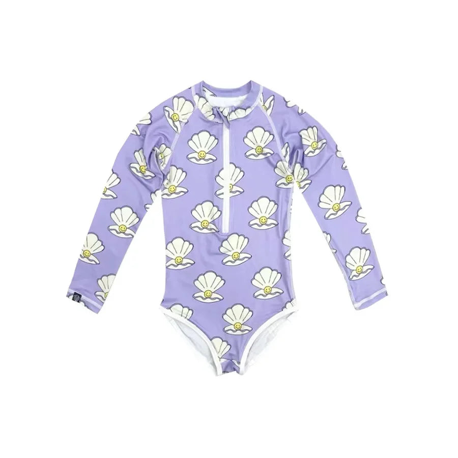 Toddler Girls Swimwear Summer Baby Rash Guard Long Sleeve Swimsuit Boys Bathing One-Piece Kids Clothes