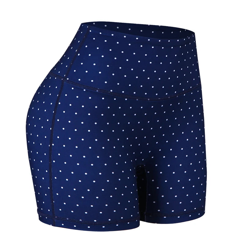 Polka Dot Print Yoga Shorts for Women High Waist Fitness Workout Tights Tummy Control Gym Running Biker Shorts Activewear