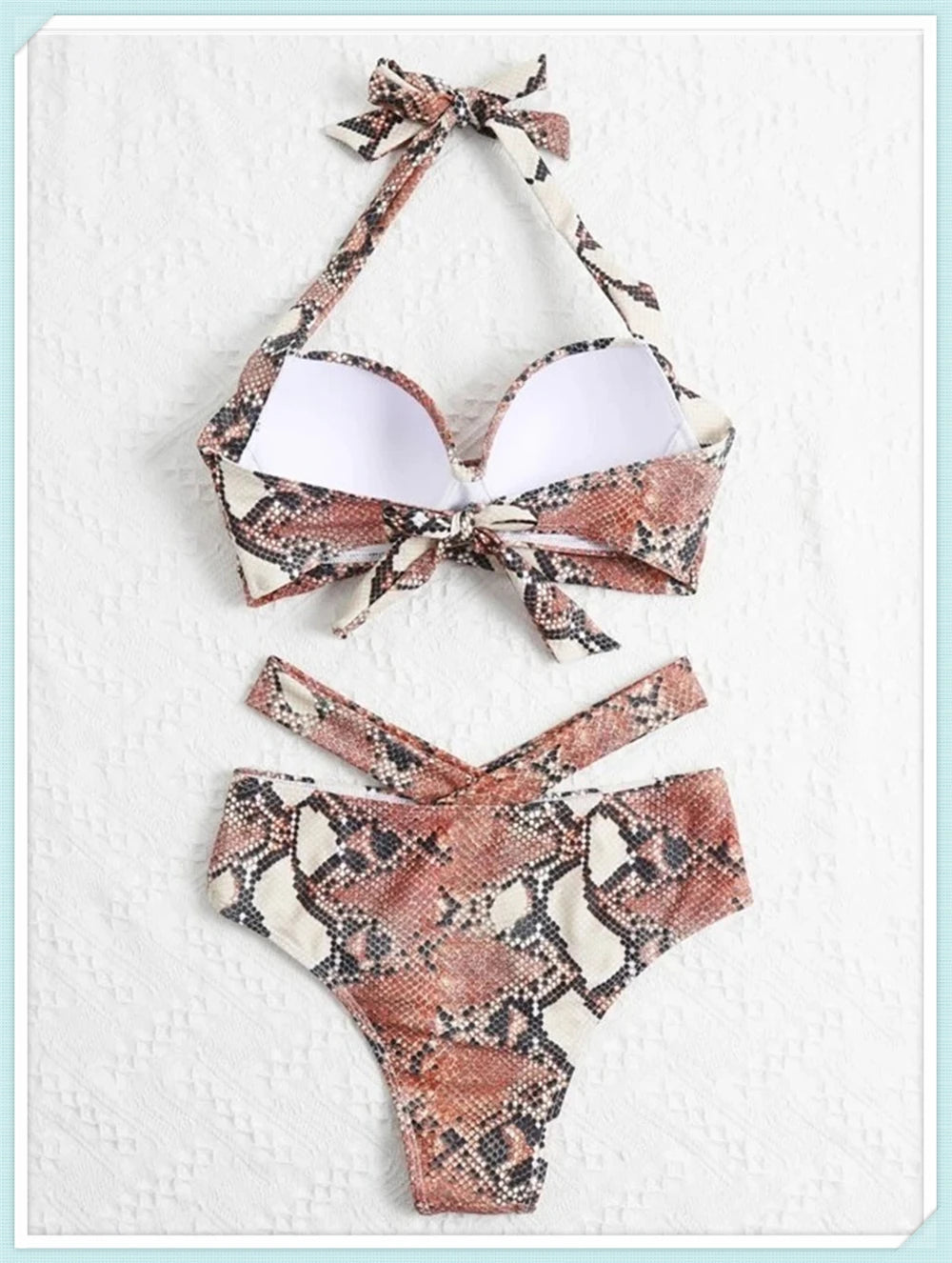 Halter High Waist Bikini Women Tie Dye Swimsuit Push Up Swimwear Female Printed Bathing Suit Lace Up Back Beachwear