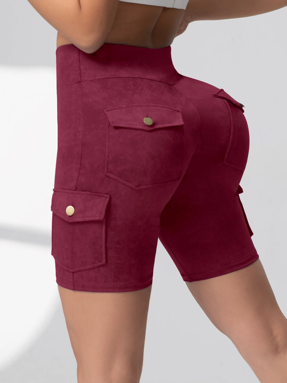 Camouflage Printed Women Shorts with Pockets Butt Lifting Tummy Tight Elastic Slim Outdoor Running Workout Shorts Streetwear