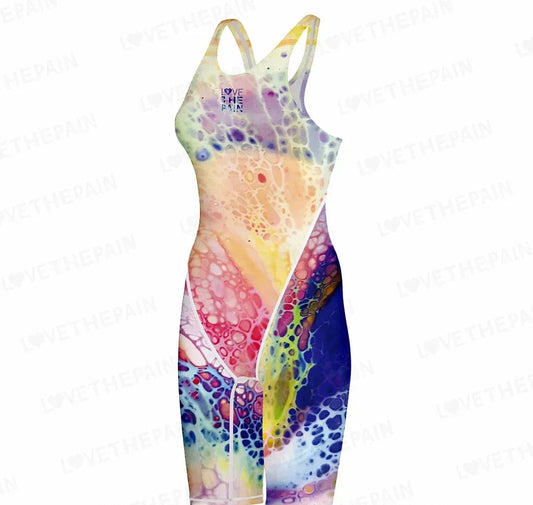 Women Open Back Kneeskin Tech Suit Swimsuit Competition Training Neck to Knee Swimsuit One-piece Jumpsuit Professional Swimsuit