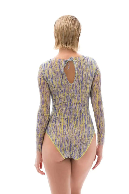 Mesh High Waist Swimsuit Women Summer Bathing Suit Rash Guard Long Sleeve Swimwear Beach Swimming Suit For Female