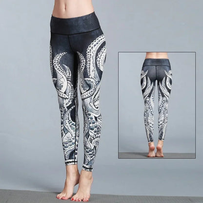 Cloud Hide Yoga Pants Sports Leggings Women High Waist Trainer Long Tights Flower Push Up Running Trouser Workout S- XL