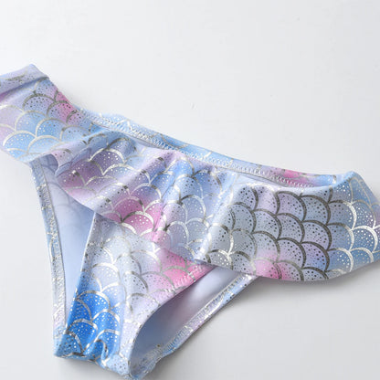 DXTON Girl Swimsuit 2 pcs for 3 to 10 Yrs Girl Sleeveless Swimming Wear Mermaid Print Swimwear For Children Summer Bathing Suits