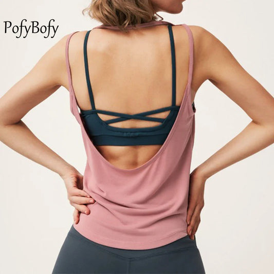 Backless Seamless Sleeveless Casual Shirt Lightweight Loose Vest Running Yoga Workout Fitness Tanks Tops for Women