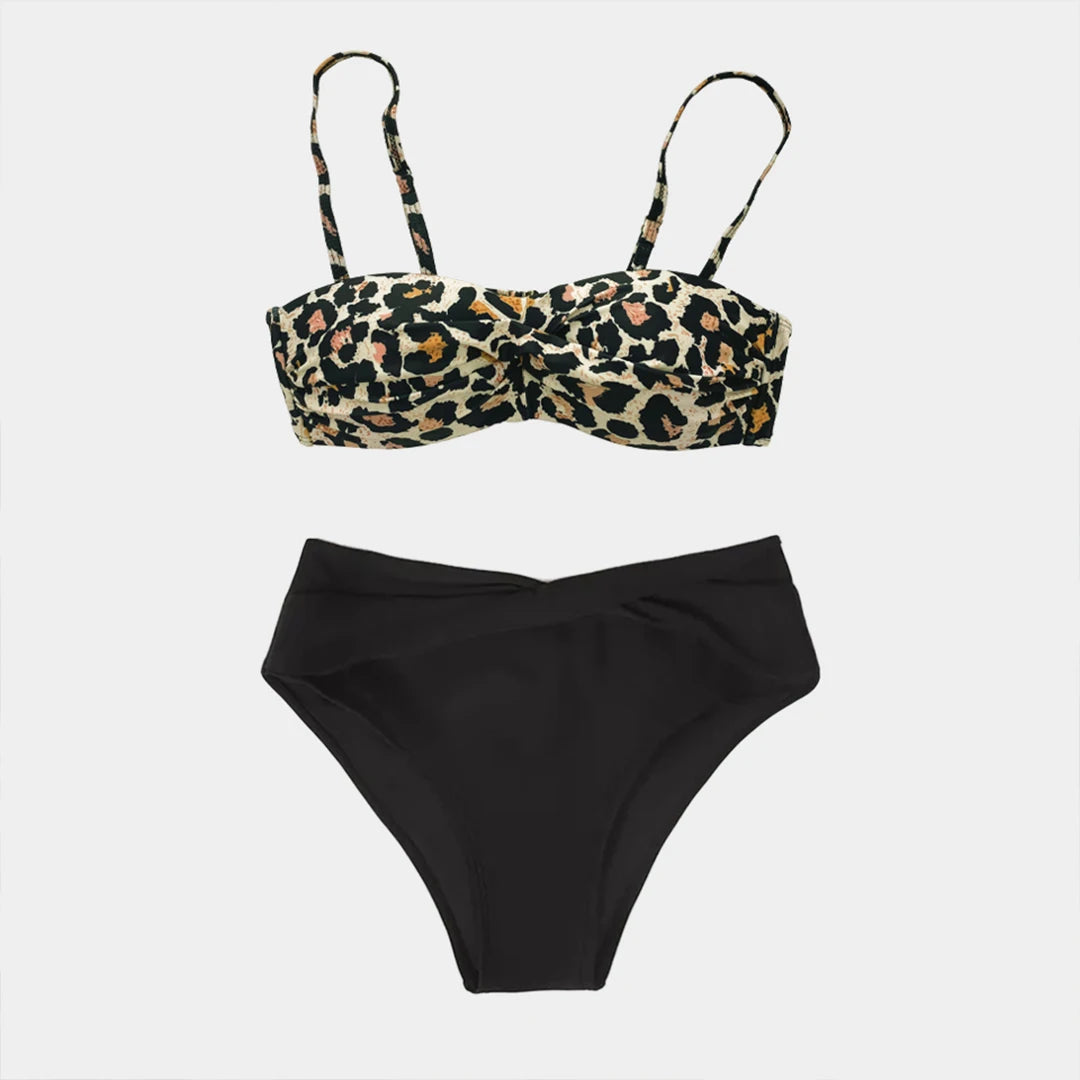 Leaf Print Bikini Female Swimsuit Women Swimwear Thong Push Up Bikinis Set High Waist Swimming Suits for Bathing Suit