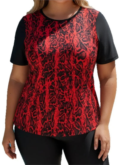 XL-6XL Plus Size Tankini Rash Guard Short Sleeve Swimsuit Women's Push Up Large Size 3XL 4XL Swimsuit Summer Tummy Control Swimwear Tankini Sets