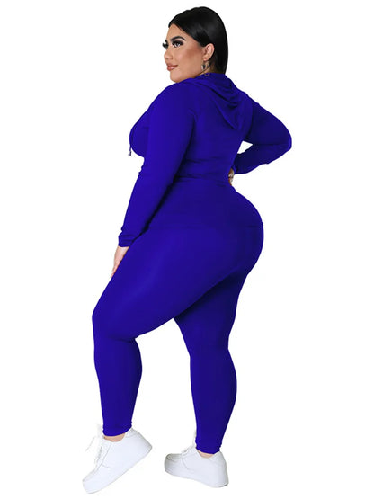 Wmstar Plus Size Two Piece Outfits Women Hoodies Sweatsuit Leggings Pants Sets Solid Stretch Matching