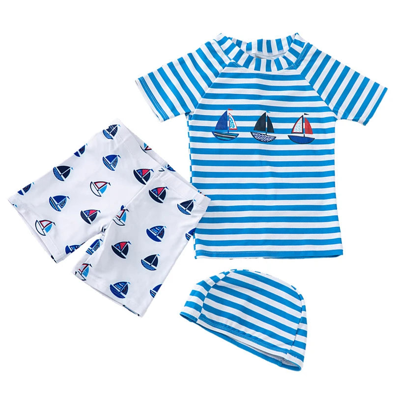 Swimsuit Boys UPF50 Baby Swimwear Shark Dinosaur UV Bathing Suit for Boy 3 Pcs Toddler Surfing Diving Suit Children's Rash Guard