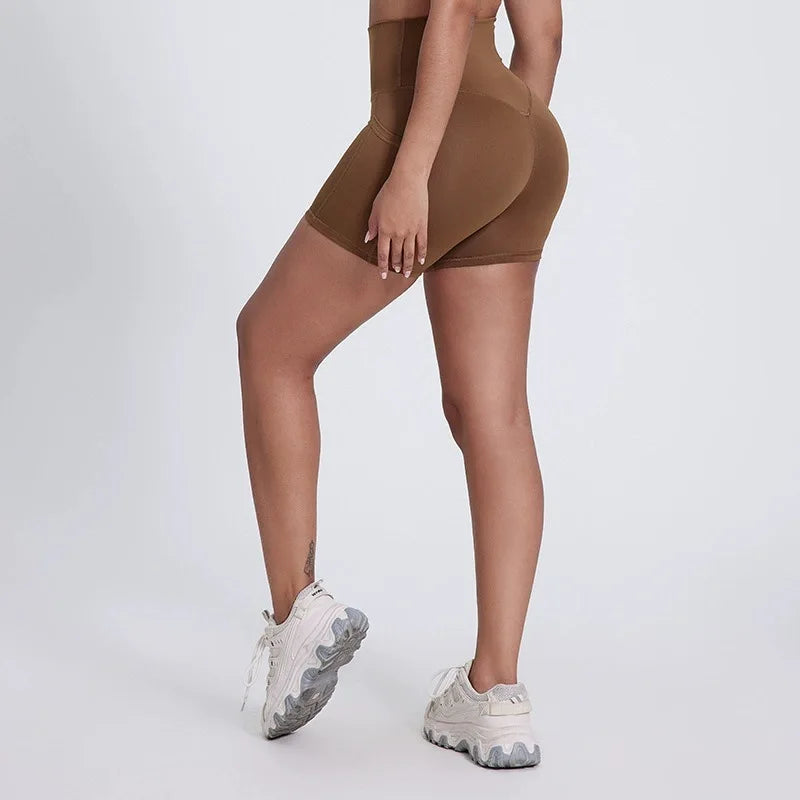 Workout Yoga Shorts Women Sport High Waist Fitness Gym Shorts Pocket Slim Tummy Control Athletic Biker Shorts