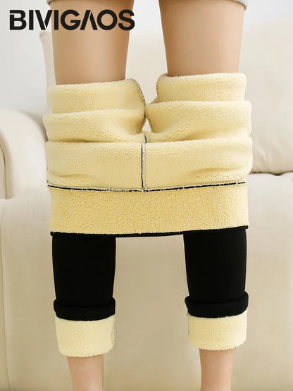 Extra Thick Lamb Velvet Cotton Leggings Women Autumn Winter Thicken Warm Leggings High Waist Berber Fleece Cotton Pants