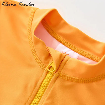 Swimsuit Boy Orange Rash Guard Kids UPF50 UV Protection Beach Clothes Long Sleeve Swimwear Children Swimming Bathing Suit Zipper