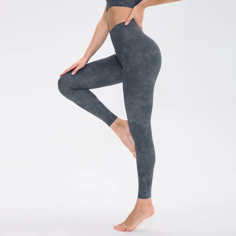 High-Waist Yoga Pants Women's Fitness Sports Printed No Obvious Stitching Butt-Lifting High-Elasticity Summer Running Exercise