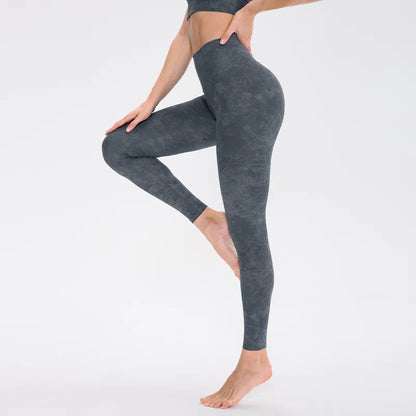 High-Waist Yoga Pants Women's Fitness Sports Printed No Obvious Stitching Butt-Lifting High-Elasticity Summer Running Exercise