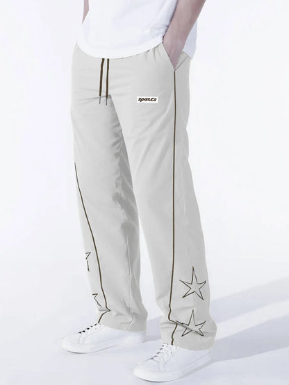 European American High Street Embroidered Pants for Men's Sports and Casual Trousers