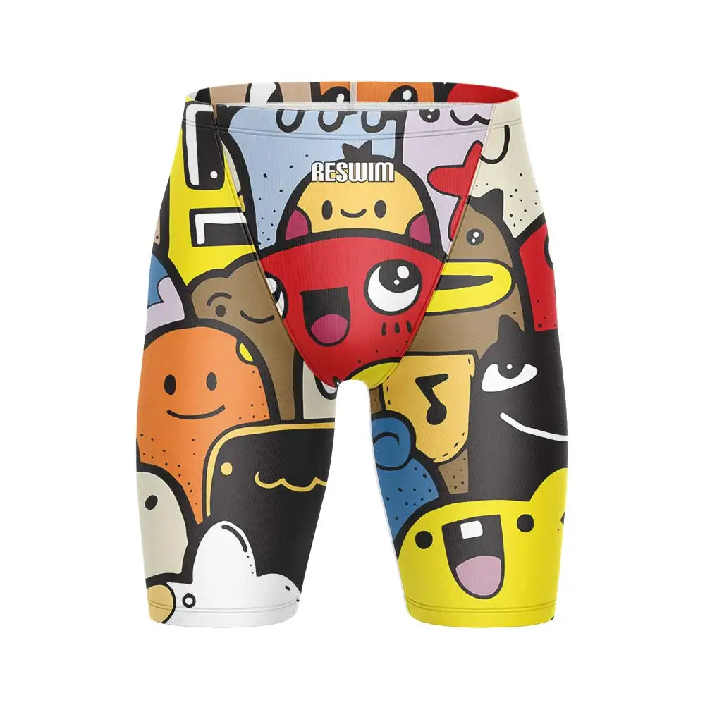 Summer Men's Swim Jammer Athletic Training Swimsuit Swimming Trunks Beach Pool Tights Shorts Quick Dry Running Surfing Pants